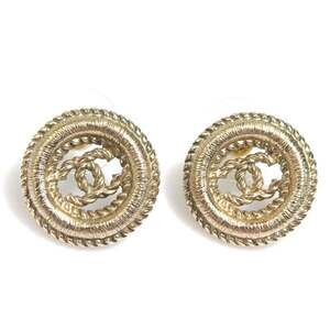 Chanel earrings, Coco Mark design, metal, gold, women's, free shipping, e61612a